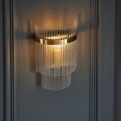 Endon 99168 - Vägglampa MARIETTA 1xE14/6W/230V mässing/genomskinlig