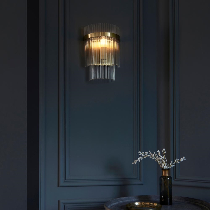 Endon 99168 - Vägglampa MARIETTA 1xE14/6W/230V mässing/genomskinlig