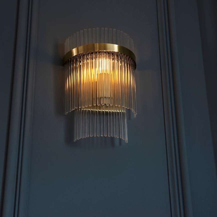 Endon 99168 - Vägglampa MARIETTA 1xE14/6W/230V mässing/genomskinlig