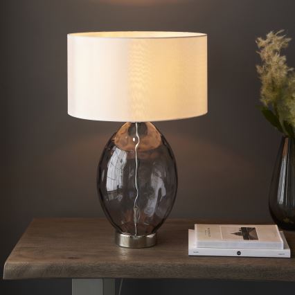 Endon 99581 - Dimmbar bordslampa ERIN 1xE27/10W/230V krämvit/matt krom/rökig svart
