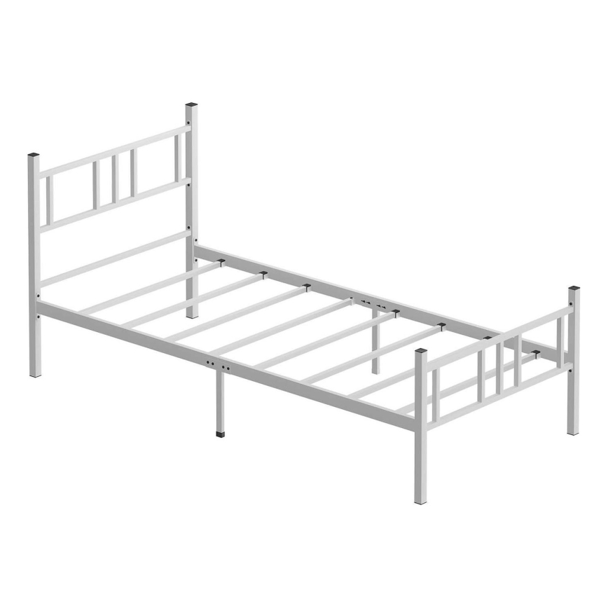 Enkelsäng i metall PIRON 90 x 200 cm, vit, maxbelastning 120 kg