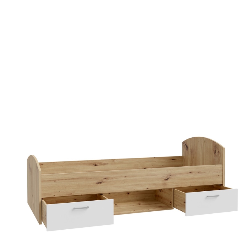 Enkeltsäng med förvaring URO 90x200 cm artisan-ek/vit