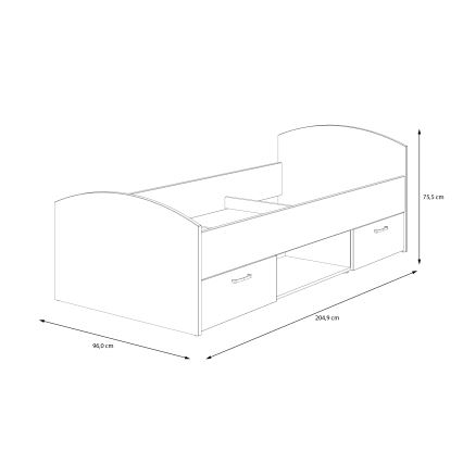 Enkeltsäng med förvaring URO 90x200 cm artisan-ek/vit