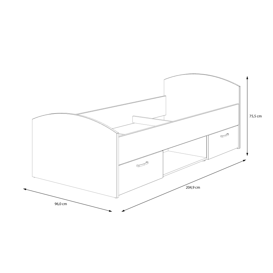 Enkeltsäng med förvaring URO 90x200 cm artisan-ek/vit
