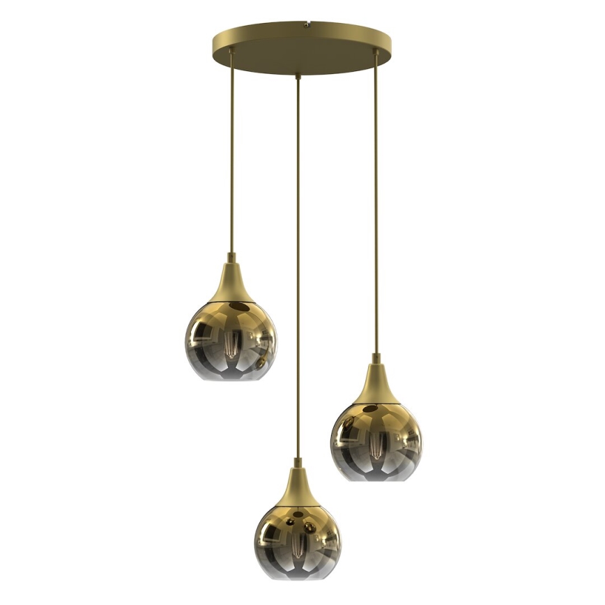 Ersättningsglas för ljuskrona och vägglampa MONTE E27 diameter 15 cm guld/rökig