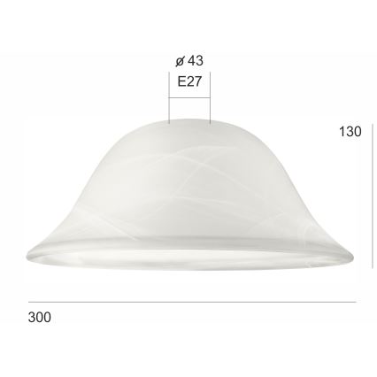 Ersättningsglas SFERA E27 130x300 mm vit