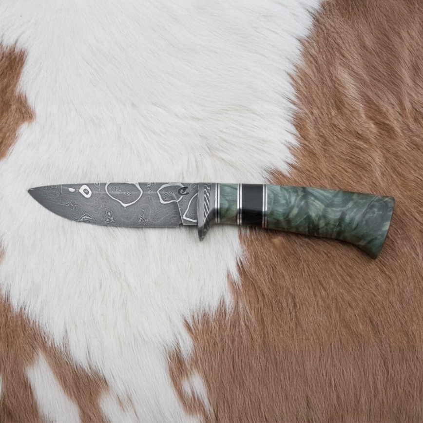Exklusiv Damaskus kniv 11,6 cm lönn/ebenholts