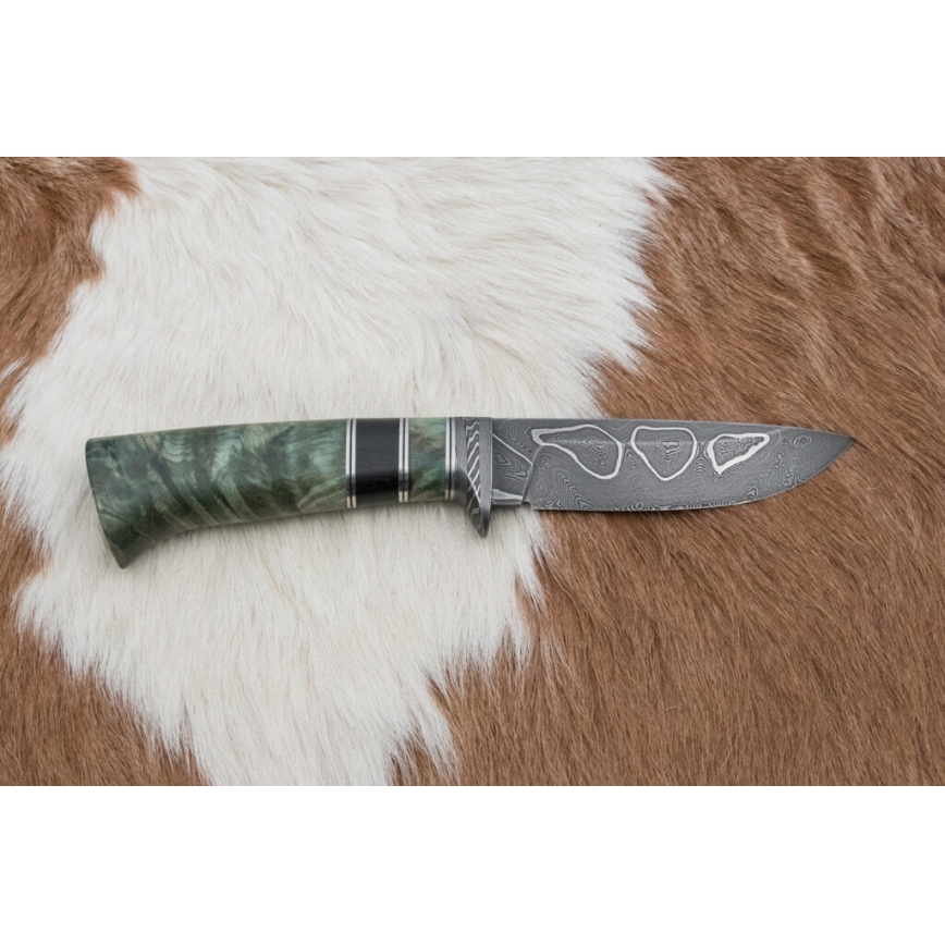 Exklusiv Damaskus kniv 11,6 cm lönn/ebenholts