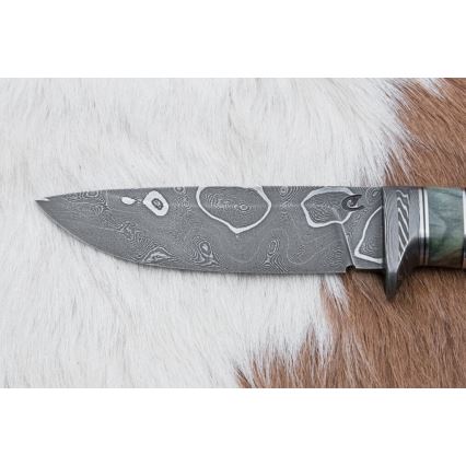 Exklusiv Damaskus kniv 11,6 cm lönn/ebenholts