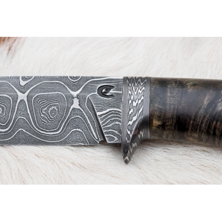 Exklusiv Damaskus kniv 12,7 cm lönn/agat