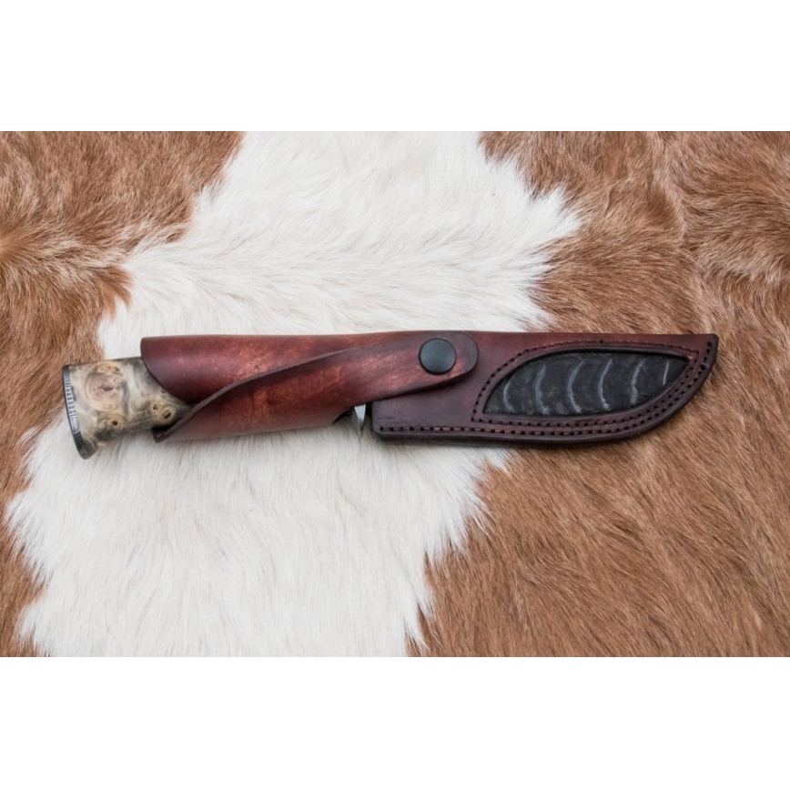 Exklusiv Damaskus kniv 13 cm Kastanjeträd