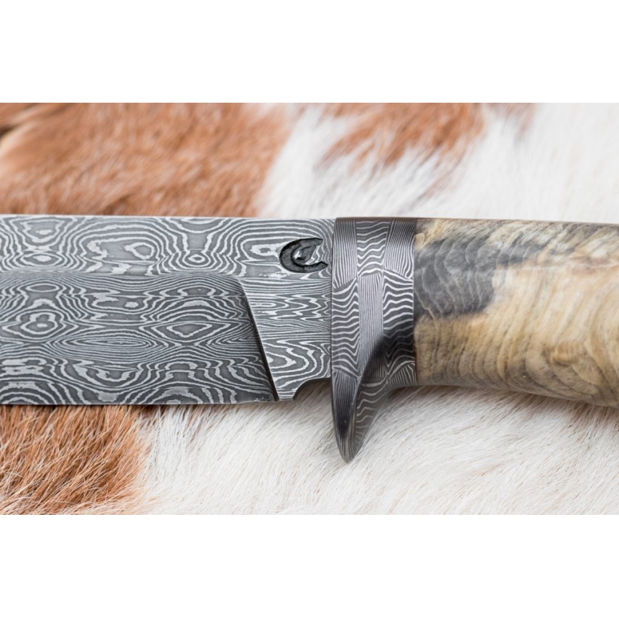Exklusiv Damaskus kniv 13 cm Kastanjeträd