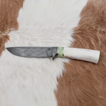 Exklusiv Damaskus kniv 13 cm serpentinit/renhorn
