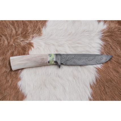 Exklusiv Damaskus kniv 13 cm serpentinit/renhorn