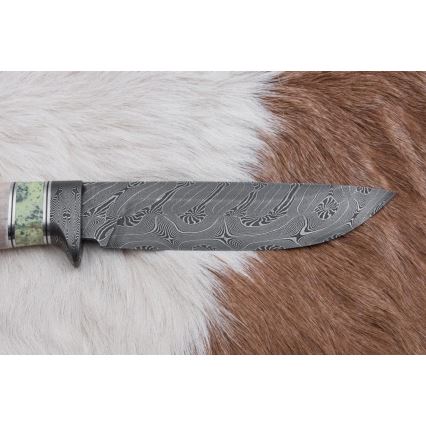 Exklusiv Damaskus kniv 13 cm serpentinit/renhorn