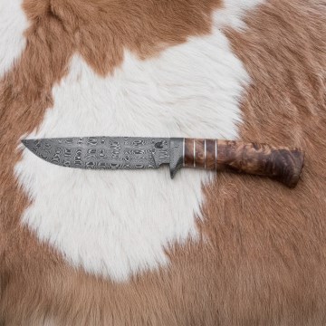 Exklusiv Damaskus kniv 14,4 cm Kastanjeträd/mammuttand