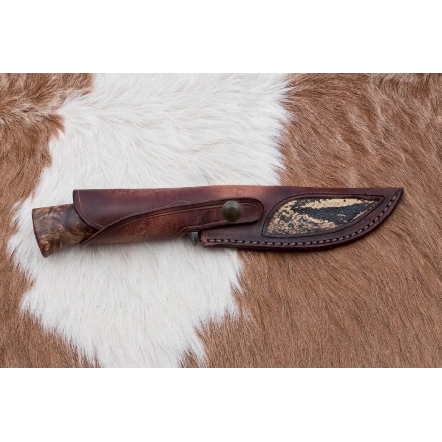Exklusiv Damaskus kniv 14,4 cm Kastanjeträd/mammuttand