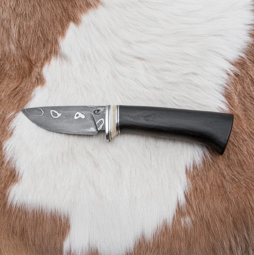 Exklusiv Damaskus kniv 8,6 cm ek/kamelben