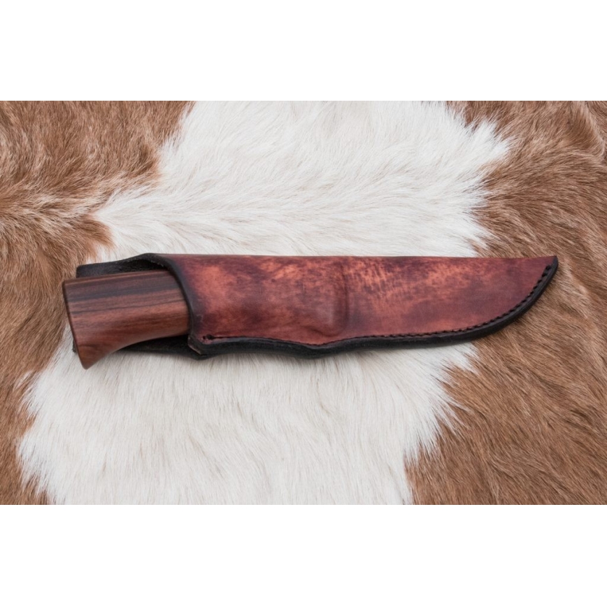 Exklusiv Damaskus kniv 9,6 cm rosenträ santos/ebenholts
