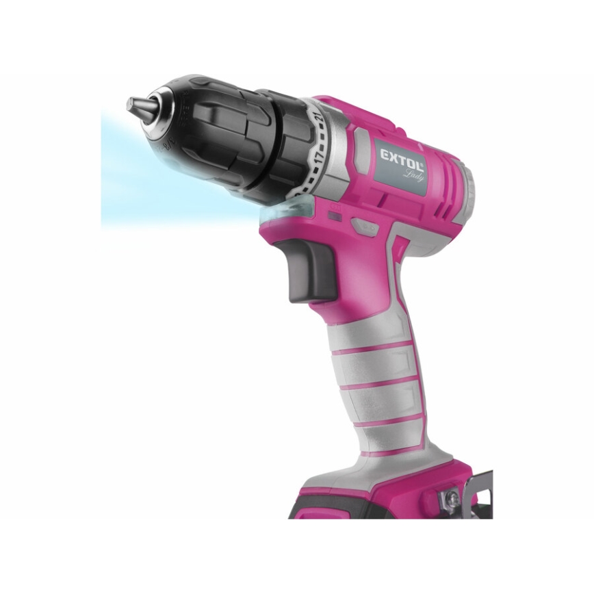 Extol - Cordless drilling screwdriver 1300 mAh 12V rosa