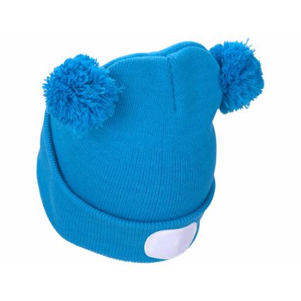 Extol - Hatt med pannlampa och USB-laddning 250 mAh blå med pompoms storlek barn