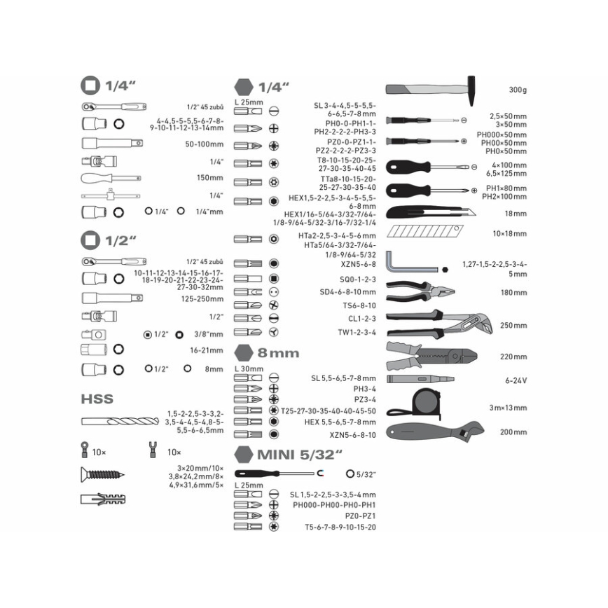 Extol - Kit of tools 303 delar