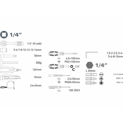 Extol - Kit of tools 39 delar