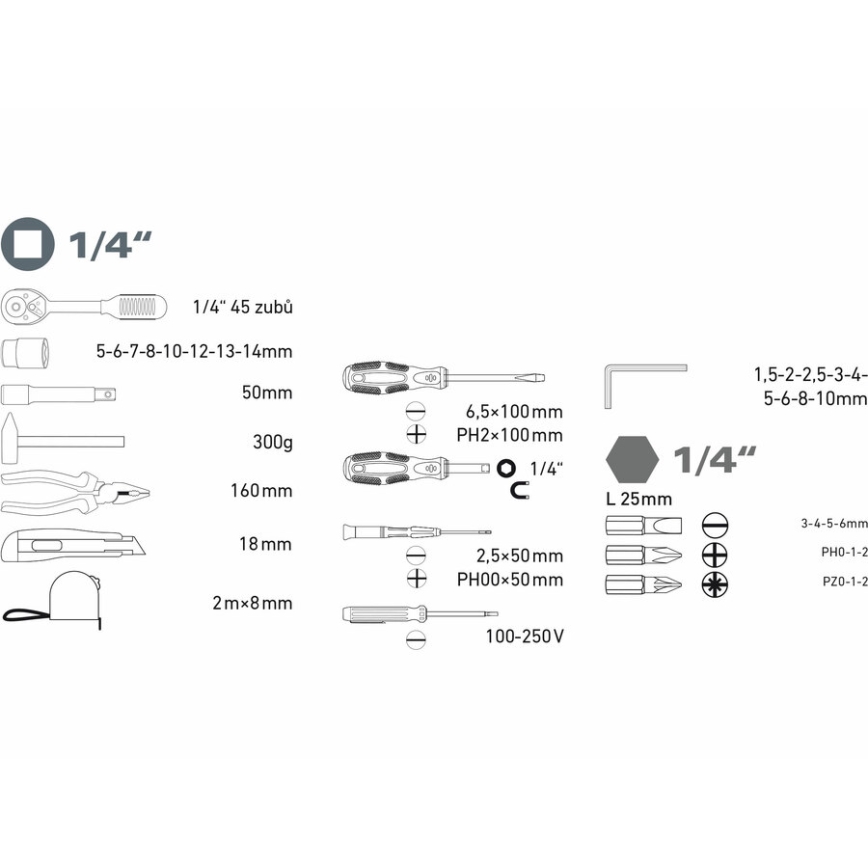 Extol - Kit of tools 39 delar