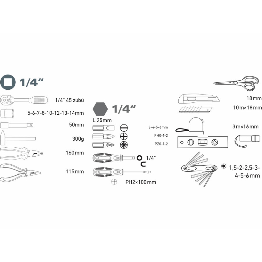 Extol - Kit of tools 47 delar
