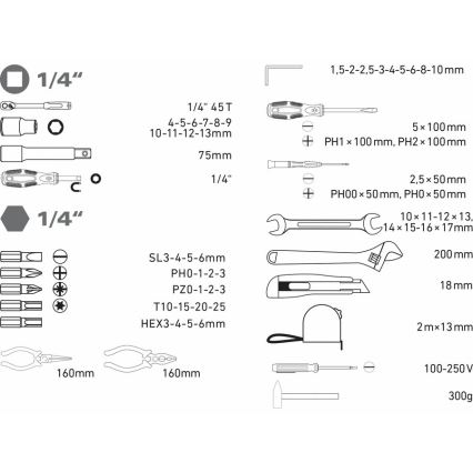 Extol - Kit of tools 59 delar