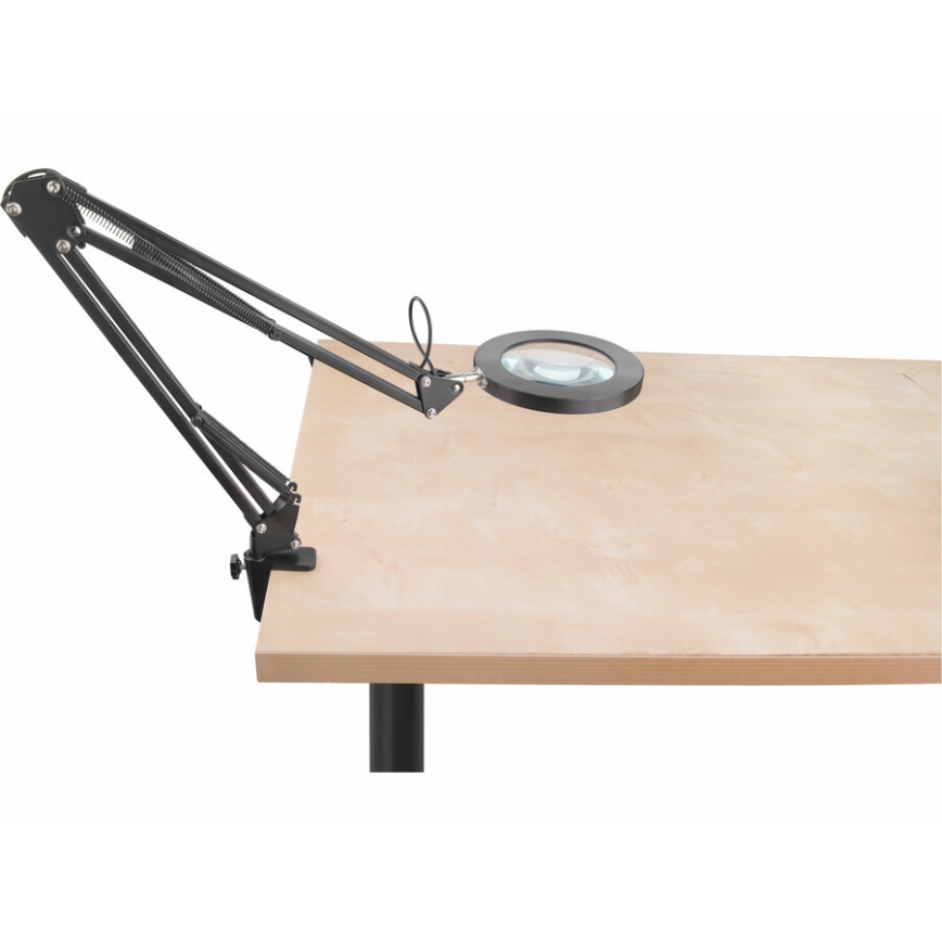 Extol - LED Dimbar bordslampa med ett förstoringsglas LED/8W/5V 2900/4500/7500K svart