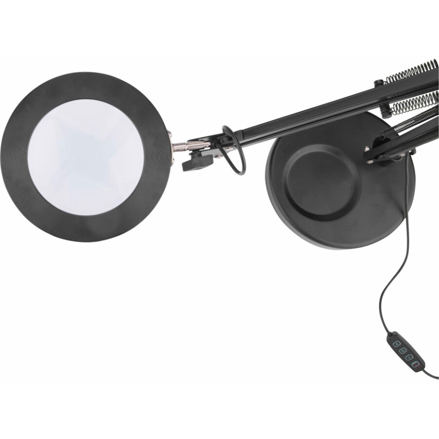 Extol - LED Dimbar bordslampa med ett förstoringsglas LED/8W/5V 2900/4500/7500K svart