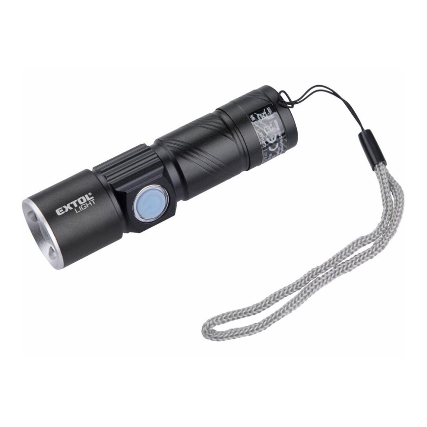 Extol - LED Ficklampa LED/3W/450 mAh/3,7V svart