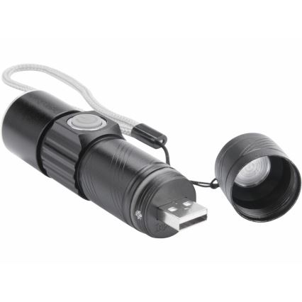 Extol - LED Ficklampa LED/3W/450 mAh/3,7V svart