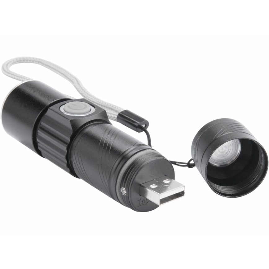 Extol - LED Ficklampa LED/3W/450 mAh/3,7V svart