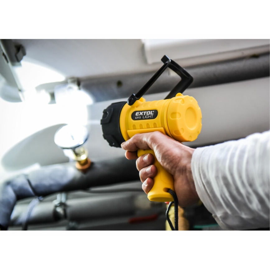 Extol - LED Ficklampa LED/5W/4xAA IP67 gul/svart