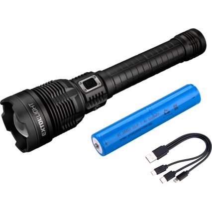 Extol - LED uppladdningsbar dimbar ficklampa med powerbank LED/60W/10000 mAh 8000 lm IPX4 svart