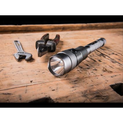 Extol - LED Ljusreglerad uppladdningsbar ficklampa med en strömbank LED/60W/10000 mAh 8000 lm IPX4 svart