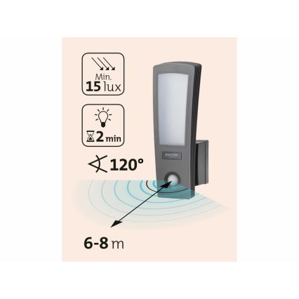 Extol - LED Utomhusvägglampa med sensor LED / 15W / 230V IP65