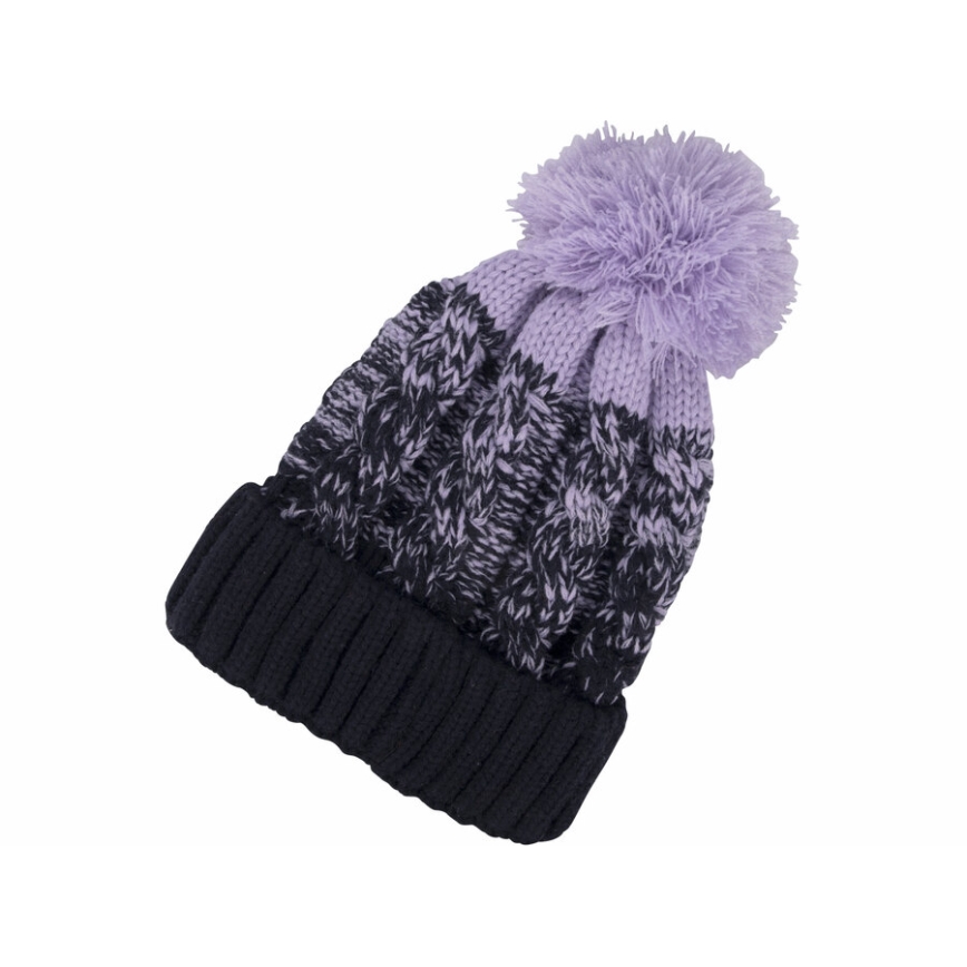 Extol - Mössa med pannlampa och USB-laddning 300 mAh blå/lila med pompom storlek UNI