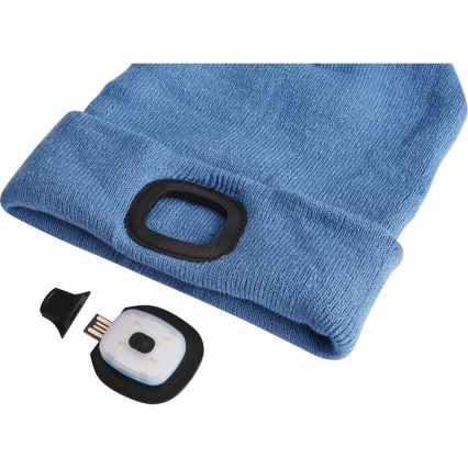 Extol - Mössa med pannlampa och USB-laddning 300 mAh blå storlek UNI