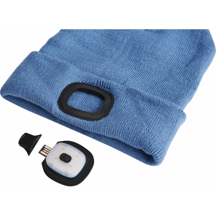 Extol - Mössa med pannlampa och USB-laddning 300 mAh blå storlek UNI