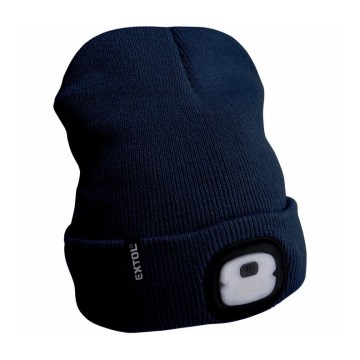 Extol - Mössa med pannlampa och USB-laddning 300 mAh blå storlek UNI