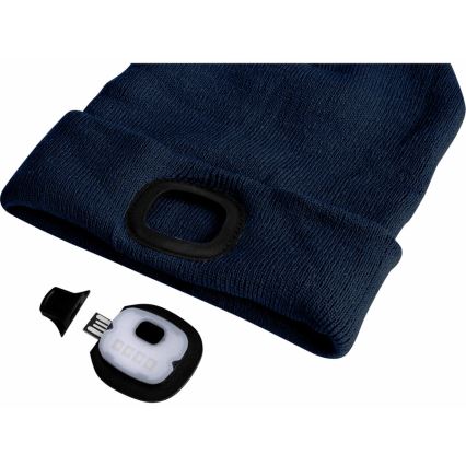 Extol - Mössa med pannlampa och USB-laddning 300 mAh blå storlek UNI