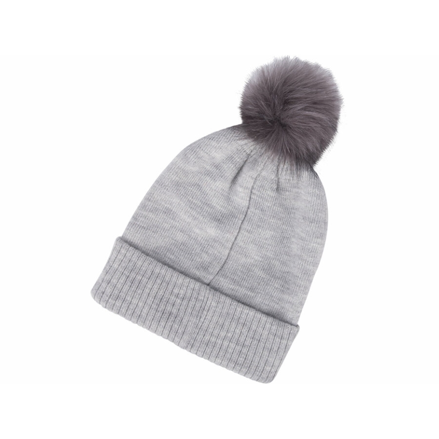 Extol - Mössa med pannlampa och USB-laddning 300 mAh grå med pompom storlek UNI