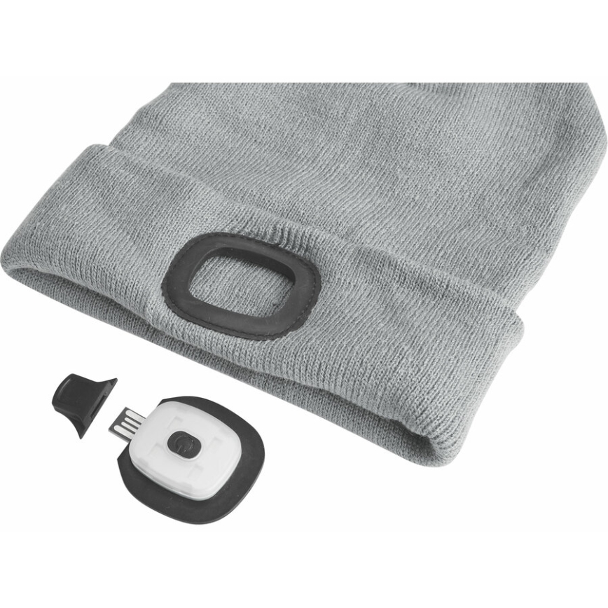 Extol - Mössa med pannlampa och USB-laddning 300 mAh grå storlek UNI