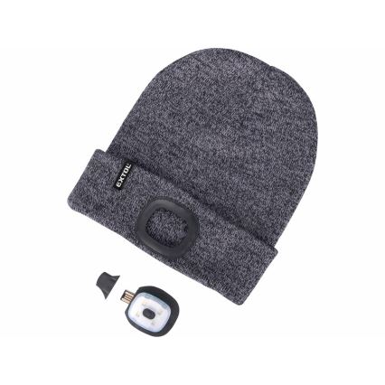 Extol - Mössa med pannlampa och USB-laddning 300 mAh grå storlek UNI