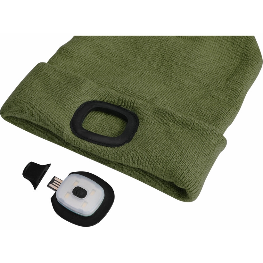 Extol - Mössa med pannlampa och USB-laddning 300 mAh grön storlek UNI