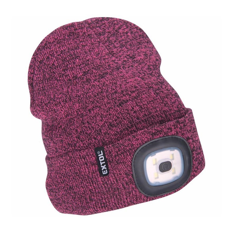 Extol - Mössa med pannlampa och USB-laddning 300 mAh lila storlek UNI