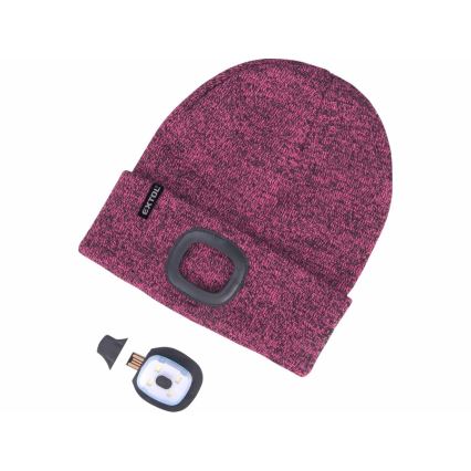 Extol - Mössa med pannlampa och USB-laddning 300 mAh lila storlek UNI